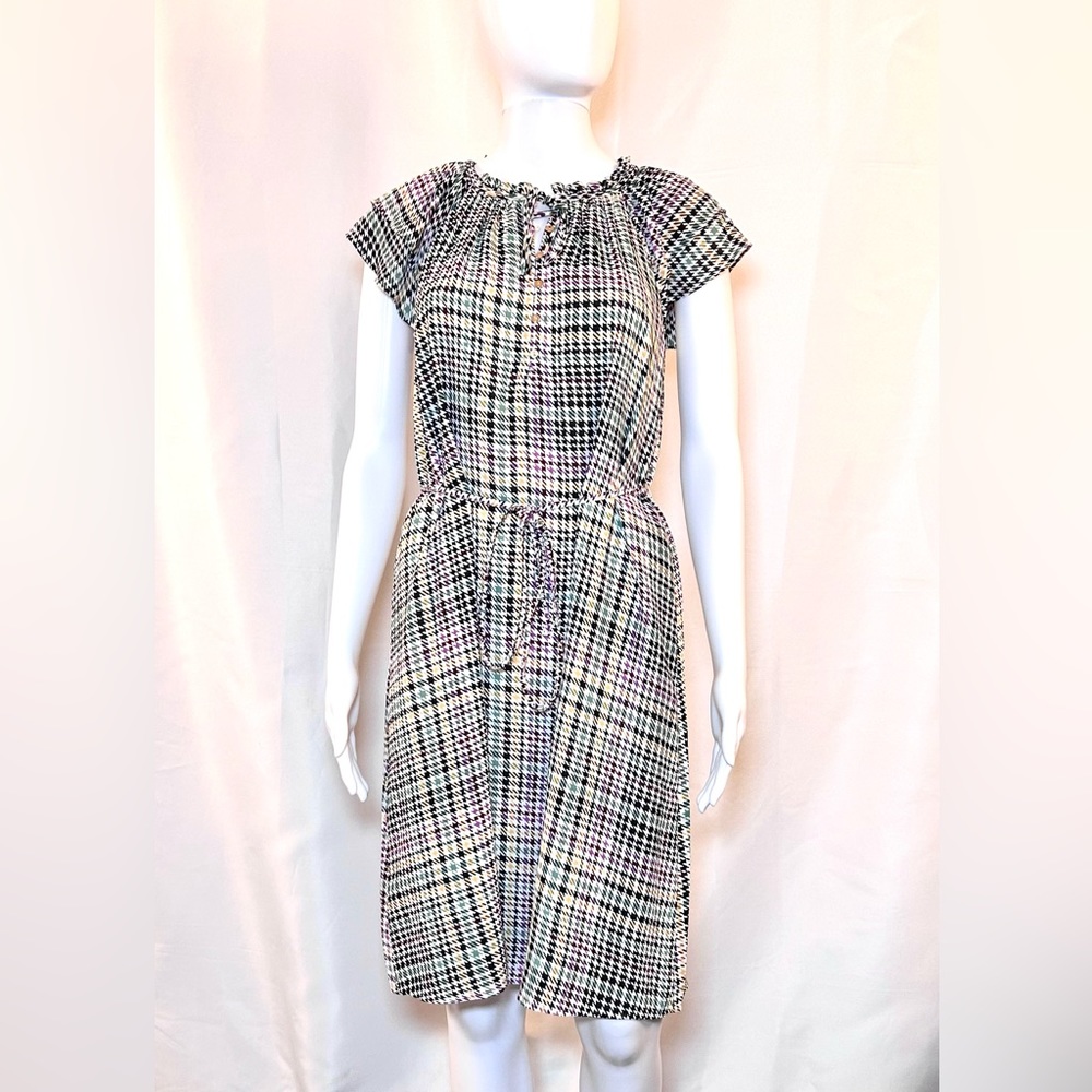 LOFT Houndstooth Shift Dress Belted Size XS